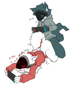 anal anal_penetration anthro anthro_on_anthro anthro_penetrated anthro_penetrating anthro_penetrating_anthro blue_body blue_fur bodily_fluids bottomless bottomless_anthro breath claws clothed clothing cum cum_drip dialogue distracted distracted_sex dripping duo fluffy fluffy_tail fur gaming genital_fluids genitals hoodie hoodie_only inner_ear_fluff machine male male/male markings moan orange_claws panting penetration penis playing_video_game red_markings sex shaking simple_background sweat sweatdrop tail text topwear topwear_only tuft white_background white_body white_fur gagaga_ram nintendo nintendo_switch protogen digital_drawing_(artwork) digital_media_(artwork) korean_description korean_text translated