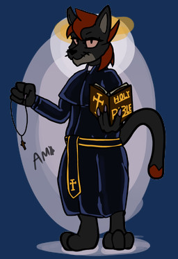 clothed clothing costume cross dress fully_clothed looking_at_viewer priest robe solo atomicmeta bible robin_torrance felid feline mammal serval alpha_channel hi_res