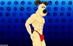 abs anthro biceps biped black_nose brown_body brown_ears brown_fur brown_tail bulge clothed clothing featureless_chest footprint fur hand_on_hip hand_on_own_hip male muscular muscular_anthro muscular_male pattern_background pawprint pawprint_background pose red_clothing red_speedo red_swimwear simple_background solo speedo speedo_only standing swimwear tail topless white_body white_fur fabfelipe aardman_animations wallace_and_gromit gromit_(wallace_and_gromit) canid canine canis domestic_dog mammal 16:10 2008 digital_media_(artwork) pinup widescreen