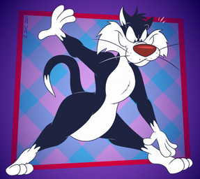 3_toes 4_fingers anthro belly bending_down bent_down big_butt biped black_body black_eyes black_fur butt checkered checkered_background cheek_tuft curling_tail curvy_figure dipstick_tail exercise facial_tuft feet fingers fur gloves_(marking) hand_on_foot hand_on_own_foot head_tuft humanoid_heel leg_markings lines_drawn looking_at_own_foot looking_down looking_down_at_foot looking_down_at_self male markings nude pattern_background plantigrade pose raised_heel red_nose simple_background slightly_chubby slightly_chubby_anthro slightly_chubby_male smile smirk socks_(marking) solo standing standing_on_toes tail tail_markings tiptoes toes toony tuft whisker_spots whiskers white_belly white_body white_feet white_fur white_hands white_sclera white_tail_tip wide_hips gavanzude looney_tunes warner_brothers sylvester_(looney_tunes) domestic_cat felid feline felis mammal tuxedo_cat 2026 alternate_version_at_paywall colored digital_drawing_(artwork) digital_media_(artwork) flat_colors hi_res pinup signature