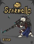 anthro armor biped cape clothed clothing female fully_clothed grey_background gun knee_pads kneeling ranged_weapon rifle scope simple_background sniper_rifle solo visor weapon wolfdawg armello league_of_geeks river_(armello) canid canine canis mammal wolf 2017 hi_res