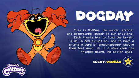anthro fur greeting male orange_body pendent simple_background solo sun_symbol symbol tail text unknown_artist mob_entertainment poppy_playtime smiling_critters dogday_(poppy_playtime) canid canine canis critters_(poppy_playtime) domestic_dog living_toy mammal digital_media_(artwork) english_text official_art widescreen