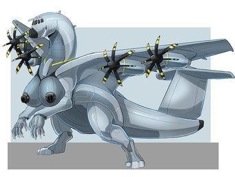 aircraft black_nipples breasts claws female grey_body grey_breasts grey_tail grey_wings grin machine nipples non-mammal_nipples quadruped side_view simple_background smile solo tail vehicle white_claws wings swampjaws living_aircraft living_machine living_vehicle 4:3 hi_res