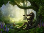 4:3 ailah amazing_background anthro bow_(stringed_instrument) bowed_string_instrument canid canine canis detailed detailed_background digital_media_(artwork) duo feral fern flower fog forest glade holding_musical_instrument holding_object light male mammal music musical_instrument mustelid musteline nature nude outside plant playing_music playing_violin reclining sitting stoat string_instrument sunlight tail tree true_musteline violin weasel wolf wood woodland