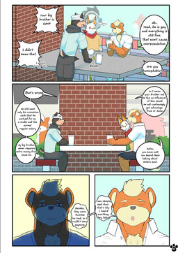 anthro bottomwear chair clothing container cup dialogue footwear furniture kerchief male mall muscular muscular_male plant shirt shoes shorts shrub slam sneakers table tail text topwear shinobiya nintendo pokemon natsu_(shinobiya) generation_1_pokemon generation_2_pokemon generation_8_pokemon growlithe houndour pokemon_(species) scorbunny absurd_res comic english_text hi_res