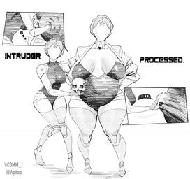 after_vore belly belly_overhang big_breasts bolero_jacket bone breasts clothing duo female footwear high_heels human_prey leotard machine overweight overweight_female post_vore_weight_gain pseudo_hair robot_pred shoes skull sound_effects text thick_thighs vore wide_hips apitop atomic_heart left_(atomic_heart) right_(atomic_heart) android human humanoid mammal robot absurd_res english_text hi_res