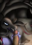 black_body blue_eyes breasts female genitals male male/female markings oral penis pink_markings pokemorph purple_body solo tail tongue_wrap mihukoro nintendo pokemon generation_7_pokemon human mammal pokemon_(species) reptile salazzle scalie