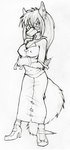 anthro asylum clothed clothing eyewear female fluffy fluffy_chest footwear glasses high_heels insane mask nurse restraints shoes solo straitjacket tight_clothing chewtoything canid canine canis fox mammal wolf absurd_res hi_res