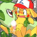 1:1 2009 ambiguous_gender anus ashchu balls bayleef black_nose blush bound censor_bar censored clothing duo fellatio feral feral_on_feral fur generation_1_pokemon generation_2_pokemon genitals hat hat_only headgear headgear_only headwear headwear_only ineffective_censorship low_res male male/ambiguous mammal momiji_yu-ga mostly_nude nintendo open_mouth oral penile penis pikachu plant pokemon pokemon_(species) rodent sex size_difference smile surprise vines watermark yellow_body yellow_fur