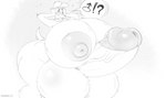 5_fingers anthro balls big_balls big_breasts big_penis breasts canid canine canis domestic_dog erection exclamation_point eyebrows fingers fur genitals greyscale gynomorph hi_res huge_balls huge_breasts huge_penis humanoid_genitalia humanoid_hands humanoid_penis hyper hyper_balls hyper_breasts hyper_genitalia hyper_nipples hyper_penis intersex mammal monochrome nipples open_mouth penis question_mark schwoo shocked solo vein veiny_penis wavy_mouth