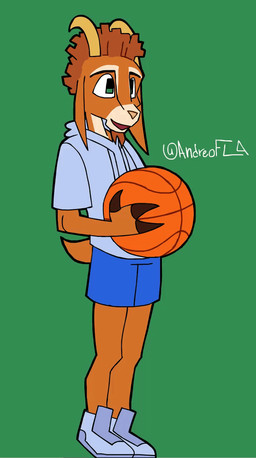 anthro ball basketball_(ball) biped bottomwear clothing green_eyes hoodie horn male shorts solo tail topwear andreofla goat_(movie) sony_corporation sony_pictures will_harris bovid caprine goat mammal animated hi_res loop