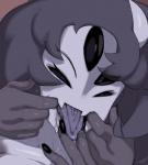 black_sclera bodily_fluids cunnilingus_gesture cute_fangs drooling fangs female gesture looking_at_viewer multi_arm multi_eye multi_limb noseless saliva solo suggestive suggestive_gesture teeth tongue tongue_out glo-s-s undertale undertale_(series) muffet animal_humanoid arachnid arachnid_humanoid arthropod arthropod_humanoid humanoid spider_humanoid 2017 headshot_portrait hi_res portrait