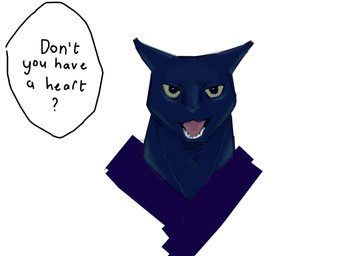 clothed clothing dialogue ears_down fangs feral humor lips male naoya_zenin open_mouth open_smile pivoted_ears smile solo speech_bubble teeth text tongue toastedeh jujutsu_kaisen domestic_cat felid feline felis mammal english_text meme
