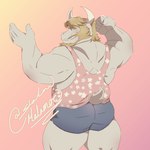 anthro back_muscles beard big_muscles bottomwear butt clothed clothing eyebrows facial_hair hair horn hotpants looking_back male muscular muscular_anthro muscular_male pink_background rear_view shirt shorts simple_background smile solo standing tank_top text topwear shadowmatamori undertale undertale_(series) asgore_dreemurr boss_monster_(undertale) bovid caprine goat mammal 1:1 2021 absurd_res hi_res signature url