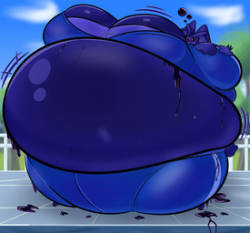anthro belly belly_expansion berry_juice beverage big_belly big_breasts black_sclera blue_body blue_bottomwear blue_clothing blue_ears blue_eyebrows blue_eyes blue_pants blue_shirt blue_sky blue_tail blue_topwear blue_tracksuit blueberry_inflation blueberry_juice bodily_fluids body_inflation bottomwear breast_expansion breasts clothing cloud expansion eyebrows eyelashes female huge_belly huge_breasts hyper hyper_belly hyper_breasts hyper_inflation immobile inflation juice_(beverage) leaking_juice motion_lines outside pants purple_inner_ear purple_nose round_body scut_tail shirt short_tail sky spherical_inflation sunken_limbs sweat sweatdrop tail tight_clothing topwear tracksuit unusual_bodily_fluids disco_chaos juicy_july nintendo pokemon generation_4_pokemon lagomorph leporid lopunny mammal pokemon_(species) rabbit 2022 colored digital_media_(artwork) shaded