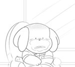 3_fingers anthro bald baseboard black_nose bow_tie chair clothed clothed_anthro clothed_female clothing dot_eyes female female_anthro fingers fluffy fluffy_ears fluffy_tail frown furniture haircut on_chair open_frown open_mouth overweight overweight_anthro overweight_female shirt simple_eyes sitting sitting_on_chair solo tail teeth tongue topwear wall_(structure) window worried_look drememoto animal_crossing nintendo isabelle_(animal_crossing) canid canine canis domestic_dog mammal shih_tzu toy_dog 2024 black_and_white digital_drawing_(artwork) digital_media_(artwork) english_description hi_res monochrome sketch