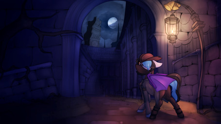 female feral lamp lantern light membrane_(anatomy) membranous_wings moon night outside quadruped rear_view solo three-quarter_view wings marsminer bloodborne fromsoftware hasbro my_little_pony sony_corporation sony_interactive_entertainment brisky fan_character the_hunter_(bloodborne) equid equine horse mammal pony 16:9 2016 absurd_res digital_drawing_(artwork) digital_media_(artwork) hi_res lighting shaded soft_shading widescreen