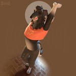 anthro aviator_glasses bottomwear bulge clothing crop_top erection eyewear footwear glasses male morning_wood open_mouth pants shirt socks solo sweatpants topwear yawn gravvure grav_(gravvure) borzoi canid canine canis domestic_dog hunting_dog mammal sighthound 1:1 hi_res