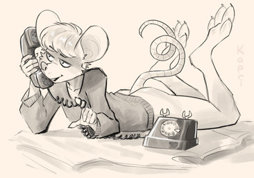 anthro bedding big_feet bottomless butt cheek_tuft claws clothed clothing collarbone electronics facial_tuft feet male pantsless pawpads paws phone simple_background solo sweater sweater_only tail topwear topwear_only tuft kapri winston_(tangledwinston) mammal mouse murid murine rodent absurd_res hi_res