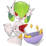 ambiguous_gender bowl chest_spike container draining food green_hair hair honey_(food) kitchen_utensils red_eyes shocked simple_background solo spikes spikes_(anatomy) tools whisk white_background white_body beetarp nintendo pokemon gardevoir generation_3_pokemon generation_6_pokemon mega_evolution mega_gardevoir pokemon_(species) 1:1