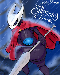 2_horns alternate_form anthro big_breasts big_butt black_body black_eyes blue_nipples breasts butt cloak cloak_only clothing dripping_wet female holding_object holding_weapon horn jumping large_weapon mask mask_on_head mouthless nipples raining red_clothing simple_background solo tail text thick_thighs weapon wide_hips barrybensonberry hollow_knight:_silksong hollow_knight_(franchise) team_cherry hornet_(hollow_knight) arthropod 2025 absurd_res colored digital_drawing_(artwork) digital_media_(artwork) english_text hi_res shaded signature
