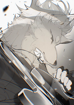 5_fingers ambiguous_gender anthro black_clothing black_fingerless_gloves black_gloves black_guitar black_handwear black_inner_ear_fluff black_markings black_topwear black_vest claws clothed clothed_anthro clothing ear_piercing ear_ring eye_markings eyebrows eyes_closed finger_claws fingerless_gloves fingerpads fingers fur gloves grey_background grey_pawpads guitar handwear holding_guitar holding_musical_instrument holding_object inner_ear_fluff jewelry markings mouth_closed musical_instrument necklace pawpads piercing plucked_string_instrument ring_piercing simple_background solo string_instrument topwear tuft vest white_body white_eyebrows white_fur white_inner_ear_fluff chiayeeee canid canine canis mammal wolf 2024 absurd_res bust_portrait chromatic_aberration digital_drawing_(artwork) digital_media_(artwork) hi_res portrait