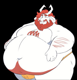 beard belly big_belly bulge clothing facial_hair fur hair horn male mature_male moobs obese obese_male overweight overweight_male red_hair solo underwear white_body white_fur rollytiger undertale_(series) asgore_dreemurr bovid caprine goat mammal hi_res