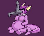 ambiguous_gender ambiguous_prey anthro areola belly big_belly big_breasts breast_expansion breasts digestion duo expansion fatal_vore female female/ambiguous female_pred nipples oral_vore purple_tail rapid_digestion smug struggling swallowing tail tail_expansion thick_tail vore weight_gain isagoodfriend nintendo pokemon eeveelution generation_1_pokemon pokemon_(species) vaporeon animated digital_media_(artwork) pixel_(artwork) pixel_animation short_playtime