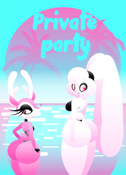 big_ears bikini butt clothing duo eyelashes female looking_back red_eyes sky swimming_pool swimwear two-piece_swimsuit vector zantchan davina hotot_(zantchan) alien deer lagomorph leporid mammal rabbit hi_res source_request