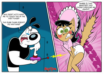 anthro baby_clothing blue_eyes clean_diaper clothed clothing diaper duo embarrased_horny embarrassed female green_eyes male penetration pushbutton sex_toy sex_toy_in_vagina sex_toy_insertion surprised tail text vaginal vaginal_penetration vibrator vibrator_in_vagina wearing_diaper bigtyme nickelodeon t.u.f.f._puppy dudley_puppy kitty_katswell canid canine canis domestic_cat domestic_dog felid feline felis mammal comic english_text