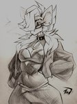 anthro breasts cigarette cigarette_smoke cleavage clothed clothing collar collar_ring dress ear_piercing eyebrow_slit eyebrows female hair hair_over_eye hand_in_pocket jacket one_eye_obstructed piercing pockets smoke smoking topwear tlen_borowski hasbro my_little_pony fan_character tlen_borowski_(oc) earth_pony equid equine horse mammal pony 3:4 hi_res