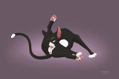 animal_genitalia animal_vulva anus autocunnilingus barbed_tongue black_body black_fur bodily_fluids butt claws countershading digitigrade dipstick_tail ears_up eyebrows feet feline_genitalia feline_vulva female feral flexible fluffy fluffy_tail fur genital_fluids genitals green_eyes half-closed_eyes leaning leaning_forward leg_markings licking long_tail looking_at_genitalia looking_at_self looking_at_vulva lying markings masturbation multicolored_tail narrowed_eyes notched_ear on_back oral oral_masturbation pawpads paws pink_nose pink_pawpads purple_background raised_leg simple_background socks_(marking) solo tail tail_markings thin_tail toes tongue tongue_out vaginal vaginal_fluids vaginal_fluids_on_tongue vaginal_masturbation vulva whiskers white_body white_claws white_countershading white_eyebrows white_fur white_paws white_tail ethersilverfox bolt_(film) disney mittens_(bolt) domestic_cat felid feline felis mammal 3:2 hi_res