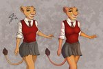 anthro bottomwear clothing female looking_at_viewer nipple_outline school school_uniform skirt solo uniform young jace_apollo disney the_lion_king kiara_(the_lion_king) felid lion mammal pantherine 3:2