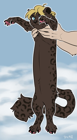 ambiguous_gender anthro blonde_hair blue_background disembodied_hand feral hair paws simple_background solo tail dxm8 longcat felid feline mammal pantherine hi_res meme
