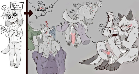 abdominal_bulge age_difference anal anal_penetration animal_genitalia animal_penis anthro anus arms_tied athletic athletic_anthro athletic_male balls biped blush bodily_fluids bottomwear bound butt canine_genitalia canine_penis catch_condom chair_position chest_tuft closed_smile clothing collar condom constricted_pupils cum cum_from_ass cum_in_ass cum_in_mouth cum_inside cum_on_balls cum_on_face cum_splatter digitigrade double_penetration ejaculation ellipsis fantasizing fellatio filled_condom from_behind_position front_view fur gangbang genital_fluids genitals green_body green_fur grey_background grey_body grey_fur group group_sex handjob handjob_while_penetrated head_tuft heart_reaction heart_symbol impact_lines intraspecies knot knotted_penis knotting larger_anthro larger_male leaking_cum leash leash_pull licking licking_lips looking_pleasured lying male male/male mouth_closed multicolored_body multicolored_fur multiple_positions nude nude_anthro nude_male on_back oral oral_penetration penetration penile penile_penetration penis pink_penis pupils questionable_consent rear_view restrained_arms sex sexual_barrier_device sheath shorts simple_background size_difference slim slim_anthro slim_male small_pupils smaller_anthro smaller_male smaller_penetrated smile spread_anus spread_butt spreading surrounded_by_penises sweat sweater text three-quarter_view tongue tongue_out topwear tuft two_tone_body two_tone_fur wearing_condom white_background white_body white_fur young young_anthro young_male younger_anthro younger_male vitame83 luno_(vitame83) canid canine canis domestic_dog mammal wolf 2023 digital_drawing_(artwork) digital_media_(artwork) korean_text translated