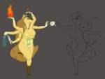 6_arms accessory anthro biped bracelet breasts ear_piercing elemental_manipulation eye_piercing facial_piercing female gem hair headband holding_object holding_weapon jewelry melee_weapon mom_gut multi_arm multi_limb nude piercing pixelated ring_(jewelry) simple_background slightly_chubby smile solo standing tail weapon bbear mythology lu_dea_aurea canid canine canis deity mammal wolf absurd_res censored digital_media_(artwork) hi_res line_art unfinished
