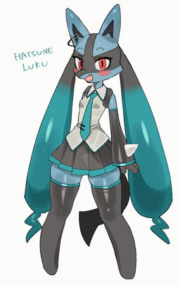 absolute_territory anthro anthrofied armwear biped black_inner_ear blue_body blue_ears blush blush_lines bottomwear breasts clothed clothed_anthro clothed_female clothing cosplay crossover_cosplay cute_fangs elbow_gloves eyebrows eyelashes fangs featureless_feet feet female female_anthro fully_clothed fully_clothed_anthro fully_clothed_female glistening glistening_eyes gloves grey_body grey_clothing grey_legwear grey_thigh_highs hand_spike handwear legwear looking_at_viewer multicolored_body necktie open_mouth open_smile pink_mouth pointy_ears pokemorph prick_ears pseudo_hair pupils red_eyes simple_background skirt sleeveless_shirt slit_pupils small_breasts smile smiling_at_viewer snout solo spikes spikes_(anatomy) standing tail teeth text thick_thighs thigh_highs three-quarter_view topwear two_tone_body white_background white_sclera batrobin_k nintendo pokemon vocaloid hatsune_miku generation_4_pokemon lucario pokemon_(species) 2025 crossover digital_media_(artwork) full-length_portrait handwritten_text hi_res portrait shaded