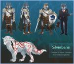 anthro armor bed_sheet bedding belt biped business clothing duo feathers feral leather mail male mane markings ornate paladin patterns plate quadruped scar shield side_view simple_background suit tribal thedrawingblonde dungeons_and_dragons hasbro wizards_of_the_coast silverbane canid canine canis mammal wolf digital_media_(artwork) full-length_portrait model_sheet portrait