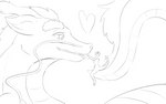 ambiguous_gender blep duo eye_contact heart_symbol looking_at_another macro micro tail tail_motion tailwag tongue tongue_out touching_tongue suddendraft mythology ily_(ilynine) dragon eastern_dragon mythological_creature mythological_scalie scalie 16:10 2018 hi_res monochrome widescreen