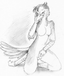 anthro breasts female genitals non-mammal_breasts nude pussy solo sanssouci lizanne avian bird lyrebird oscine passerine superb_lyrebird 2013 monochrome sketch