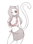 anthro breasts collar_tag eyebrows eyelashes female flower_necklace freckles hair heart_collar_tag inner_ear_fluff lei looking_at_viewer navel one_eye_closed orange_eyes sarong solo tuft wink scorpdk domestic_cat felid feline felis mammal 2024 absurd_res hi_res