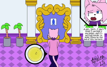 bathroom bladder bladder_bulge bodily_fluids clothed clothing crying desperation dialogue female fur omorashi open_mouth organs pink_body pink_fur tears text flamingazalea earthbound_(series) nintendo vg_cats aeris_(vg_cats) domestic_cat felid feline felis mammal 16:10 english_text hi_res widescreen