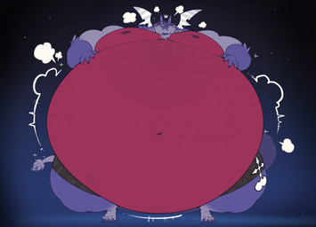 4_toes air_puff belly black_clothing black_underwear close_to_bursting clothing feet fur hair inflation male moobs motion_lines purple_body purple_fur purple_hair red_belly red_body solo toes underwear massiveguild kingdom_hearts mythology square_enix medolyx dragon mythological_creature mythological_scalie nobody_(kingdom_hearts) scalie 2026 hi_res