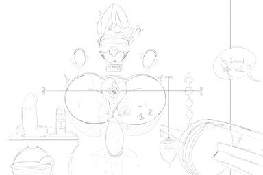 anal_beads ball_gag bdsm blindfold bodily_fluids bondage bound buttplug clitoris dildo enema enema_syringe female first_person_view gag gaping gaping_vagina genital_fluids genitals glory_hole helpless immobilization interrobang plug_(sex_toy) plump_labia public_use restrained sex_toy sex_toy_background simple_background solo spread_vulva spreading text through_wall vaginal_fluids vulva dengon nintendo pokemon eeveelution generation_6_pokemon pokemon_(species) sylveon 3:2 monochrome