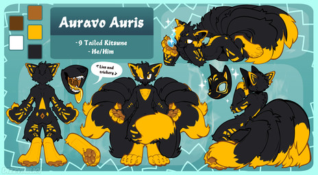 9_tails anthro black_body black_fur blue_fire colored_fire fire fur lying lying_on_ground magic male mask multi_tail nude nude_anthro nude_male on_front on_ground open_mouth pawpads paws solo standing tail tongue tongue_out unusual_insides yellow_insides yellow_mouth yellow_pawpads yellow_tongue dizzymilky canid canine fox fox_spirit mammal absurd_res hi_res model_sheet