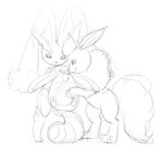 2016 arth_the_flareon belly carniscorner cream_the_lopunny ears_down eeveelution embrace female flareon fluffy fluffy_tail fur generation_1_pokemon generation_2_pokemon generation_4_pokemon group looking_at_viewer lopunny male male/female monochrome nintendo one_eye_closed open_mouth open_smile paws pivoted_ears pokemon pokemon_(species) raised_paw sentret sketch smile socks_the_sentret spreading standing standing_on_tail tail trio wink
