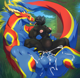 abdominal_bulge animal_genitalia anthro anthro_on_feral anthro_penetrated areola balls bestiality big_balls big_breasts bodily_fluids breasts cum cum_in_vagina cum_inflation cum_inside duo female female_penetrated feral feral_penetrating feral_penetrating_anthro forest french_kissing genital_fluids genitals inflation kissing knot larger_male male male/female male_penetrating male_penetrating_female nipples penetration penile penile_penetration penis penis_in_vagina plant sex size_difference smaller_female smaller_penetrated tongue tongue_out tree vaginal vaginal_penetration javkiller darkwolf_(darkwolfdemon) kachayin_(greifenherz) canid canine canis felkin mammal wolf 2025 absurd_res hi_res