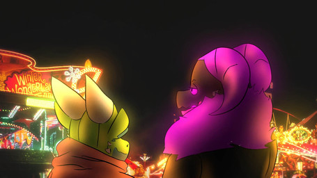 amusement_park amusement_ride black_body clothing date duo forrestsleeth green_body horn magenta_body romantic size_difference suchlambada17 mythology neeco_neecoola dragon goo_creature mythological_creature mythological_scalie scalie 16:9 hi_res widescreen