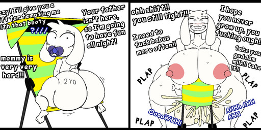 4_toes age_difference anthro areola balls big_balls big_breasts big_butt blush bodily_fluids body_writing breasts butt crossgender cum cum_inside cum_overflow dot_eyes duo excessive_cum excessive_genital_fluids exclamation_point feet forced ftg_crossgender fti_crossgender genital_fluids genitals gynomorph gynomorph/male gynomorph_penetrating gynomorph_penetrating_male huge_balls huge_breasts huge_hips huge_thighs intersex intersex/male intersex_penetrating intersex_penetrating_male larger_gynomorph larger_intersex looking_at_viewer looking_back male male_penetrated mother_penetrating_son nipples nude nude_anthro nude_gynomorph nude_intersex nude_male object_in_mouth older_anthro older_gynomorph older_intersex pacifier pacifier_in_mouth penetration pink_areola pink_nipples profanity question_mark rape sex shota simple_eyes size_difference smaller_male smile sound_effects stated_age stated_pedophilia stated_young stroller stroller_fucking text thick_thighs toddler toes wide_hips young young_anthro young_male younger_anthro younger_male furu_flami undertale undertale_(series) asriel_dreemurr toriel boss_monster_(undertale) bovid caprine goat mammal english_text incest_(lore) mother_(lore) mother_and_child_(lore) mother_and_son_(lore) parent_(lore) parent_and_child_(lore) parent_and_son_(lore) son_(lore)
