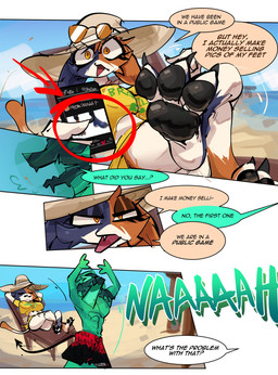 3_toes anthro asking asking_another asking_what black_pawpads breasts cellphone chair cheek_tuft claws clothing crossed_legs dialogue directional_arrow duo electronics eyelashes facial_tuft feet female foot_focus fur fur_tuft furniture glasses_on_hat green_speech_bubble hands_behind_head hat headgear headwear holding_cellphone holding_object holding_phone holding_smartphone male open_mouth pawpads paws phone recliner reclining red_circle shirt smartphone speech_bubble sun_hat swimming_trunks swimwear tail talking_to_another tan_speech_bubble text toe_claws toes topwear tuft white_sclera white_speech_bubble yellow_clothing yellow_eyes yellow_shirt yellow_topwear sirkerner epic_games fortnite mythology cerberus_(fortnite) meow_skulls calico_cat canid canid_demon canine demon domestic_cat felid feline felis hellhound mammal mythological_canine mythological_creature absurd_res comic english_text hi_res